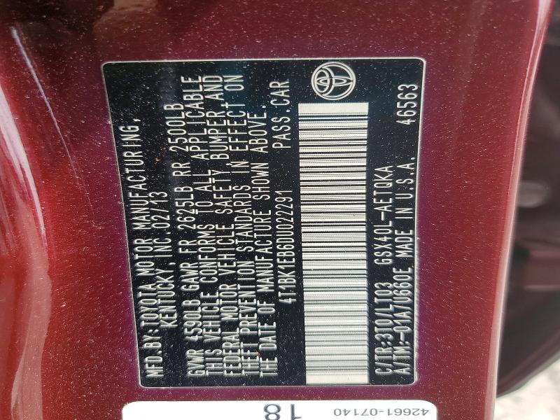 Продажа на аукционе авто 2013 Toyota Avalon, vin: 4T1BK1EB6DU022291, номер лота: 56606426
