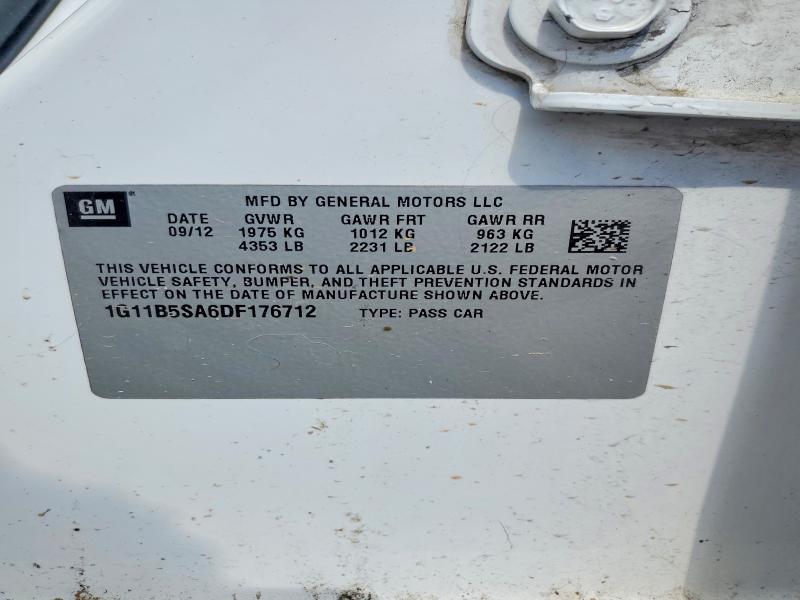 Aukcja sprzedaży 2013 Chevrolet Malibu, vin: 1G11B5SA6DF176712, numer aukcji: 55872066