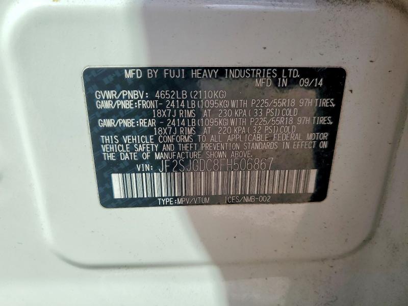 2015 Subaru Forester მანქანა იყიდება აუქციონზე, vin: JF2SJGDC8FH506867, აუქციონის ნომერი: 58976556