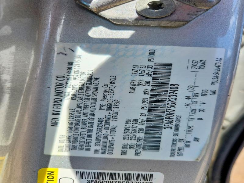 58242556 :رقم المزاد ، 3FA6P0H75GR339408 vin ، 2016 Ford Fusion مزاد بيع