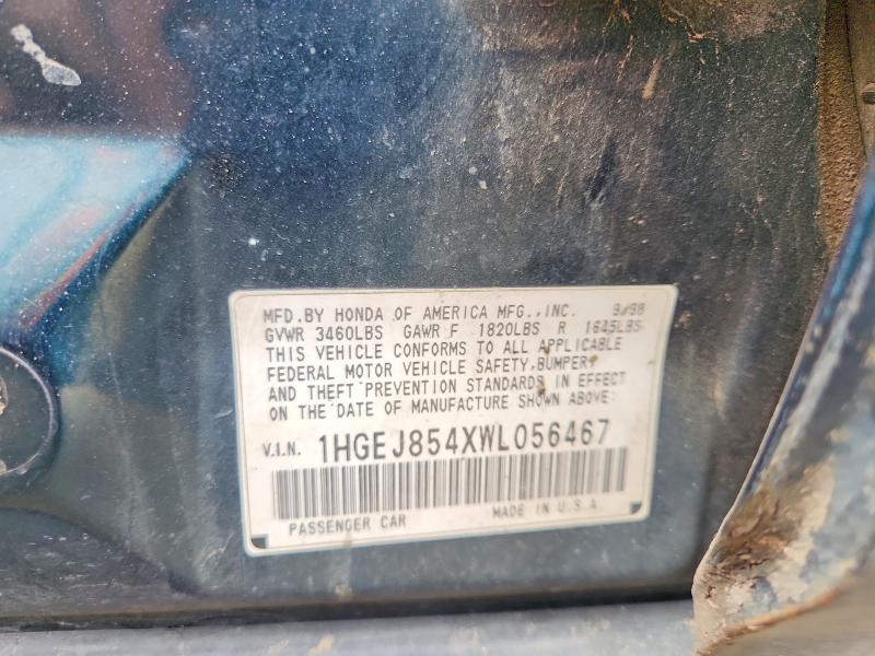 56746436 :رقم المزاد ، 1HGEJ854XWL056467 vin ، 1998 Honda Civic مزاد بيع