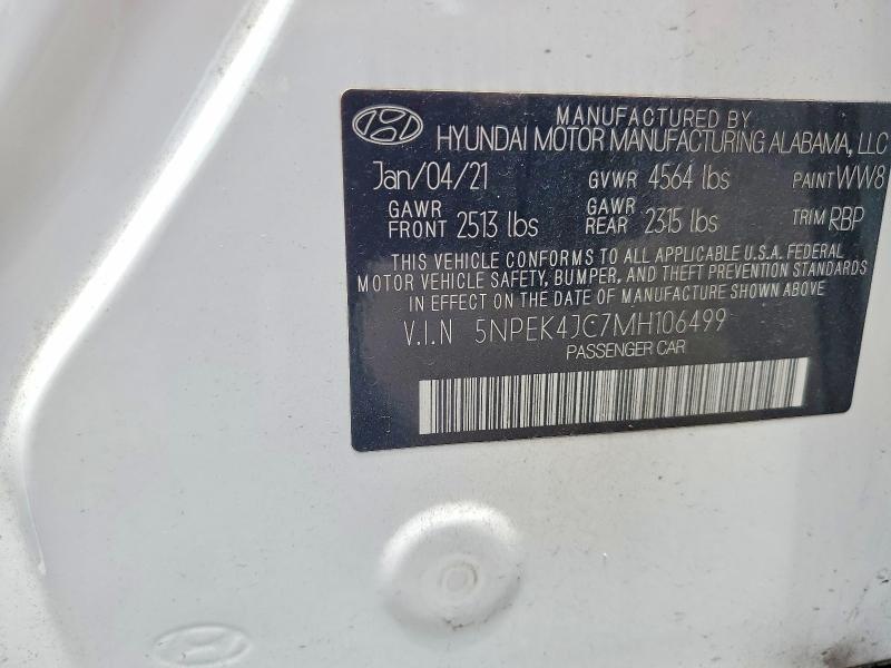 Aukcja sprzedaży 2021 Hyundai Sonata, vin: 5NPEK4JC7MH106499, numer aukcji: 56320406