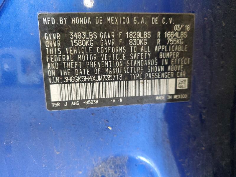 Продажа на аукционе авто 2018 Honda Fit, vin: 3HGGK5H4XJM735713, номер лота: 57559966