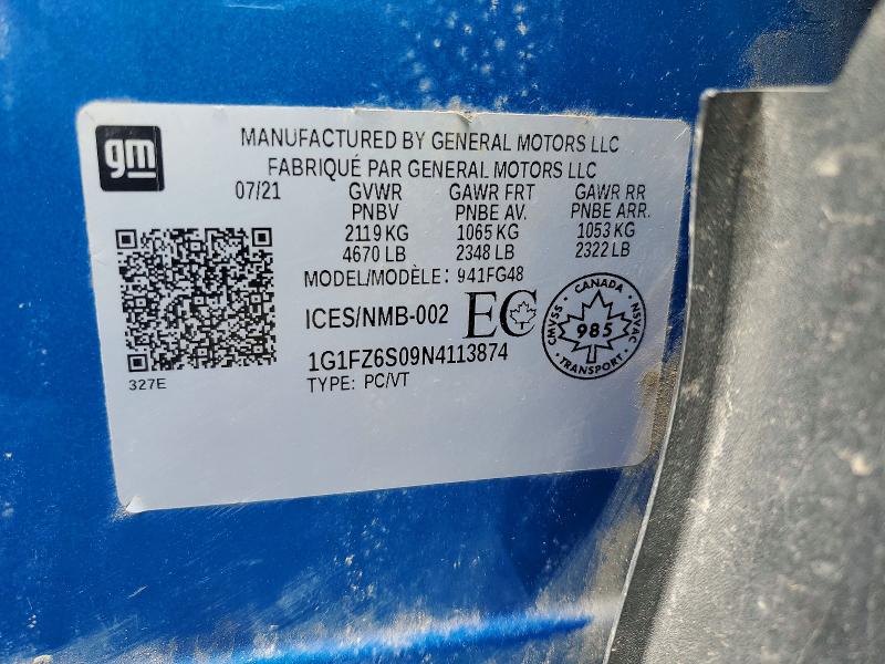 2022 Chevrolet Bolt Euv მანქანა იყიდება აუქციონზე, vin: 1G1FZ6S09N4113874, აუქციონის ნომერი: 54505186