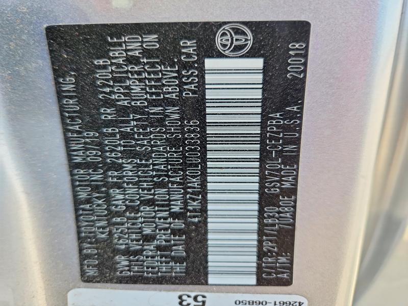 Aukcja sprzedaży 2020 Toyota Camry, vin: 4T1KZ1AK0LU033836, numer aukcji: 58559436
