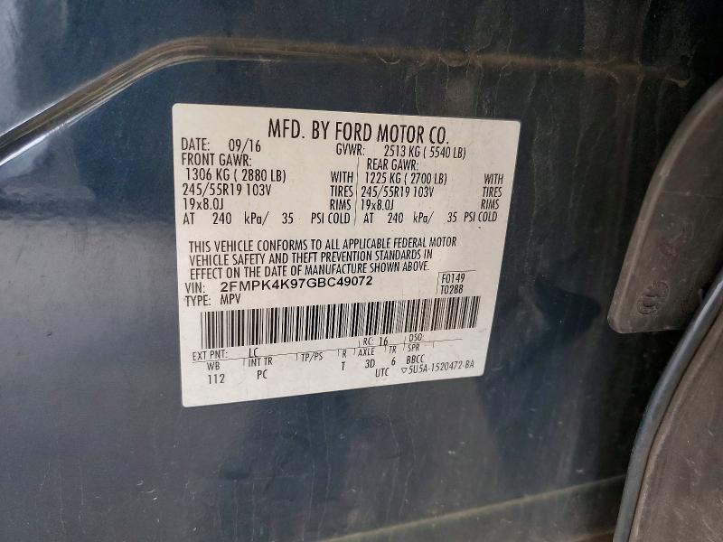 Продаж на аукціоні авто 2016 Ford Edge, vin: 2FMPK4K97GBC49072, номер лоту: 57255756