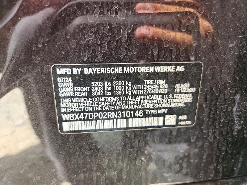 2024 Bmw X3 მანქანა იყიდება აუქციონზე, vin: WBX47DP02RN310146, აუქციონის ნომერი: 57752506