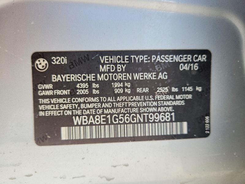 Aukcja sprzedaży 2016 Bmw 320, vin: WBA8E1G56GNT99681, numer aukcji: 59174136