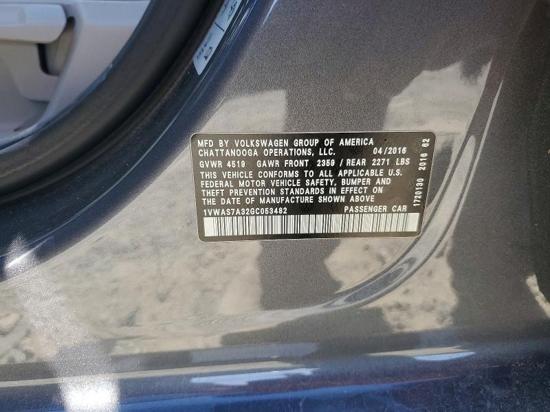 Продаж на аукціоні авто 2016 Volkswagen Passat, vin: 1VWAS7A32GC053482, номер лоту: 56072906