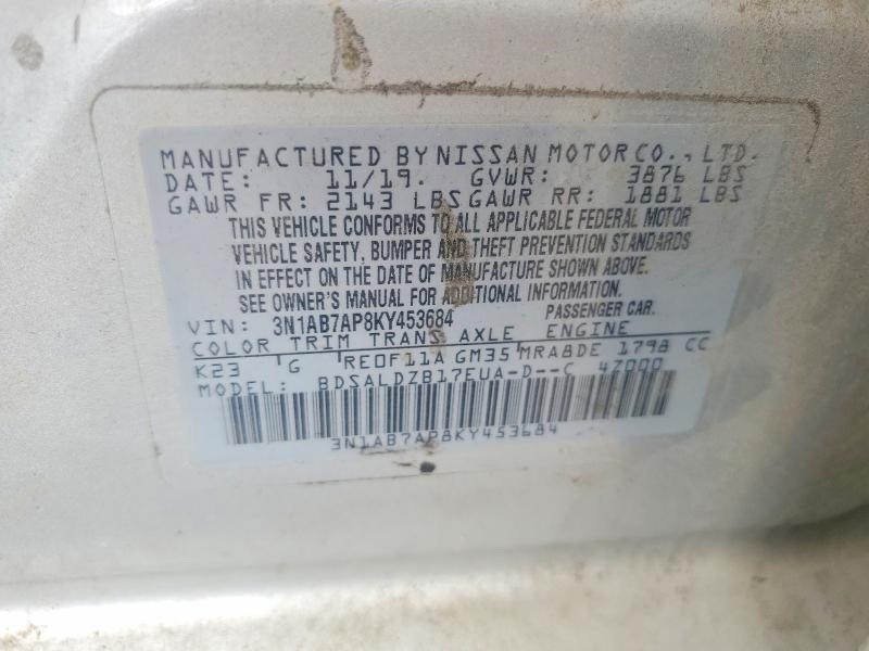 Aukcja sprzedaży 2019 Nissan Sentra, vin: 3N1AB7AP8KY453684, numer aukcji: 56576816