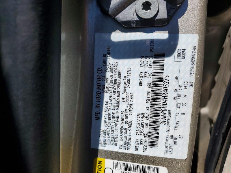 Продаж на аукціоні авто 2017 Ford Fusion, vin: 3FA6P0HD4HR405275, номер лоту: 55775696