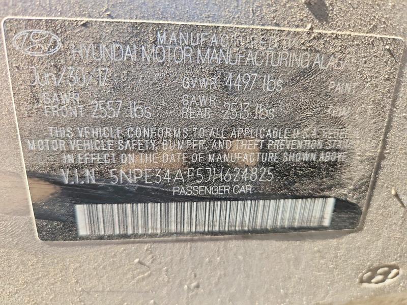 55825096 :رقم المزاد ، 5NPE34AF5JH624825 vin ، 2018 Hyundai Sonata مزاد بيع