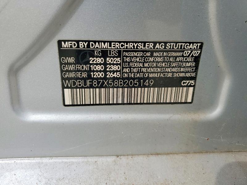 Aukcja sprzedaży 2008 Mercedes-benz E, vin: WDBUF87X58B205149, numer aukcji: 57895876