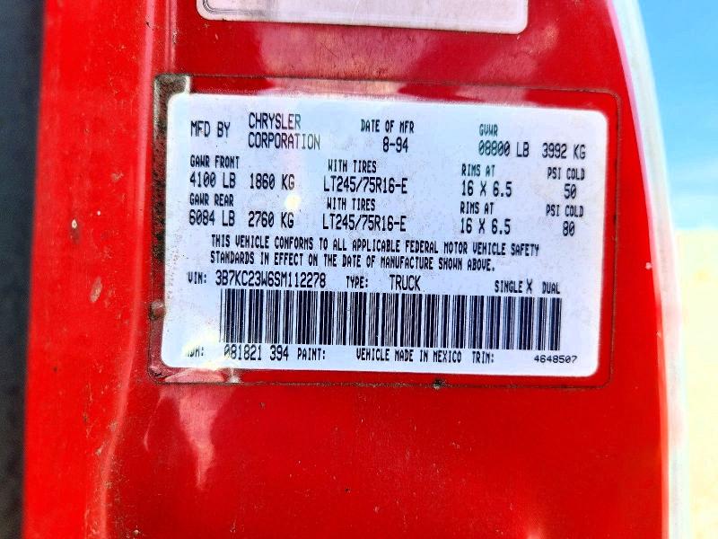 59094916 :رقم المزاد ، 3B7KC23W6SM112278 vin ، 1995 Dodge Ram 2500 مزاد بيع
