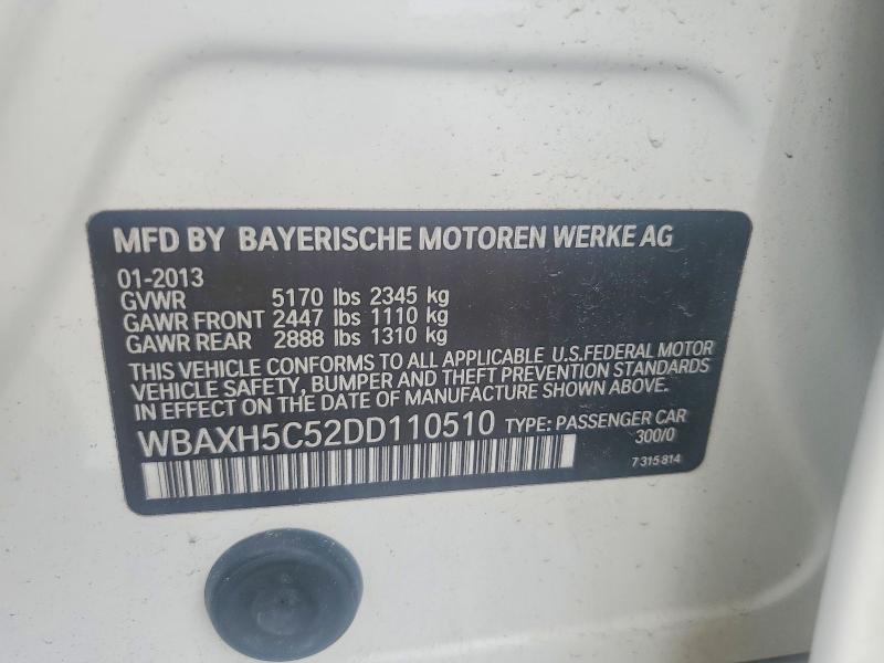 2013 Bmw 528 მანქანა იყიდება აუქციონზე, vin: WBAXH5C52DD110510, აუქციონის ნომერი: 58418426