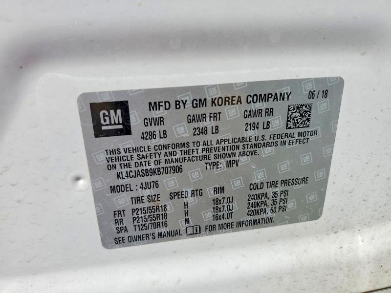 Aukcja sprzedaży 2019 Buick Encore, vin: KL4CJASB9KB707906, numer aukcji: 58037246