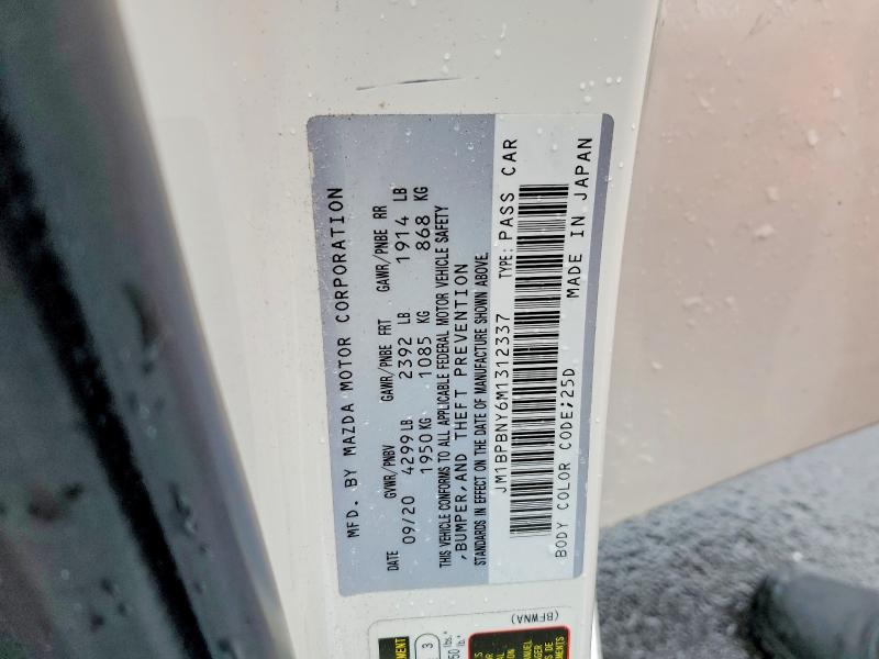 2021 Mazda 3 მანქანა იყიდება აუქციონზე, vin: JM1BPBNY6M1312337, აუქციონის ნომერი: 56362806
