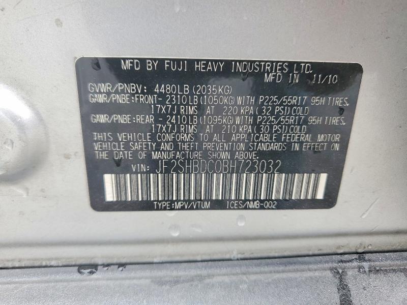 56399526 :رقم المزاد ، JF2SHBDC0BH723032 vin ، 2011 Subaru Forester مزاد بيع