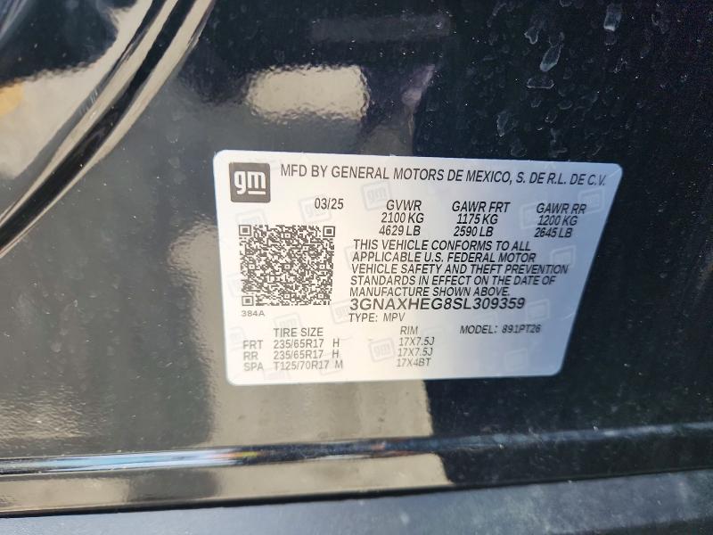 54596446 :رقم المزاد ، 3GNAXHEG8SL309359 vin ، 2025 Chevrolet Equinox مزاد بيع