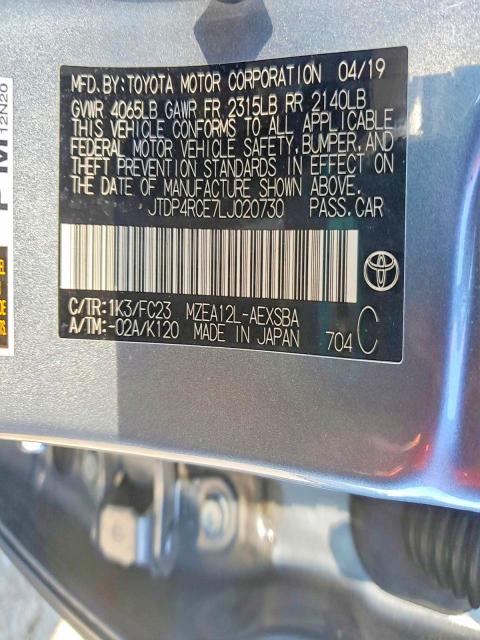 Aukcja sprzedaży 2020 Toyota Corolla, vin: JTDP4RCE7LJ020730, numer aukcji: 58423966