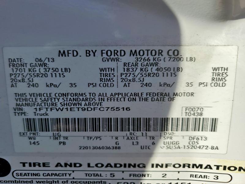 Aukcja sprzedaży 2013 Ford F150, vin: 1FTFW1ET9DFC75516, numer aukcji: 58620756