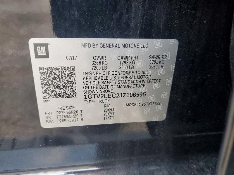 Aukcja sprzedaży 2018 Gmc Sierra, vin: 1GTV2LEC2JZ106595, numer aukcji: 56407556