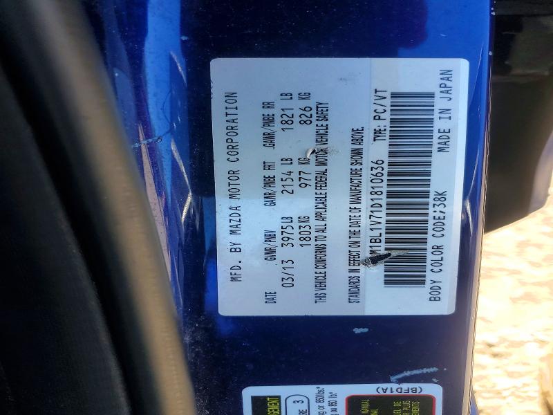 Продажа на аукционе авто 2013 Mazda 3, vin: JM1BL1V71D1810636, номер лота: 55113366