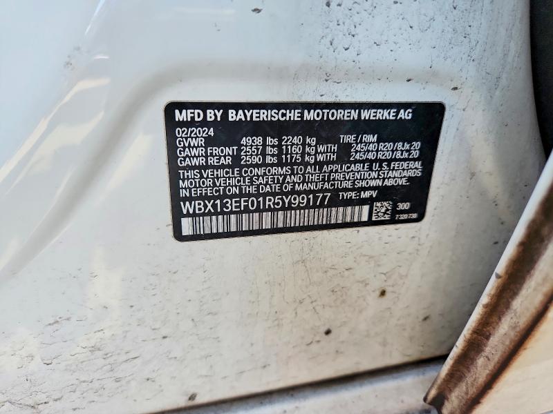2024 Bmw X1 მანქანა იყიდება აუქციონზე, vin: WBX13EF01R5Y99177, აუქციონის ნომერი: 56176296
