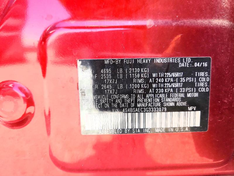 Продажа на аукционе авто 2016 Subaru Outback, vin: 4S4BSAEC3G3333079, номер лота: 55965036