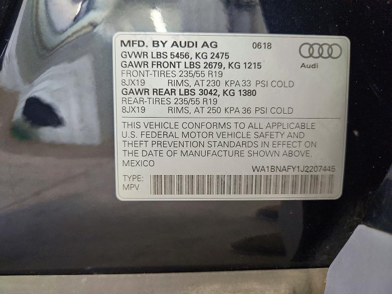 Продажа на аукционе авто 2018 Audi Q5, vin: WA1BNAFY1J2207445, номер лота: 56542246