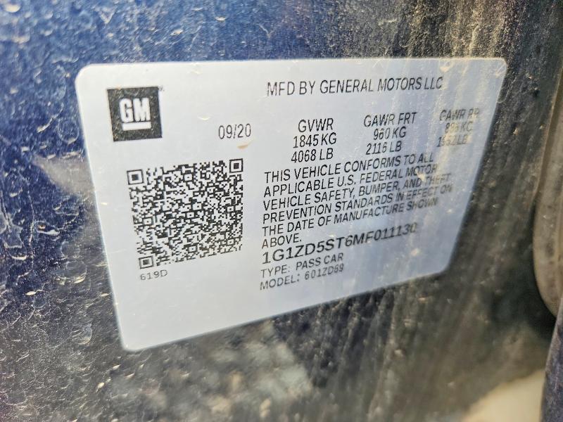 2021 Chevrolet Malibu მანქანა იყიდება აუქციონზე, vin: 1G1ZD5ST6MF011130, აუქციონის ნომერი: 58813436