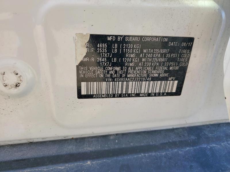 Продажа на аукционе авто 2018 Subaru Outback, vin: 4S4BSAAC2J3219748, номер лота: 55701076