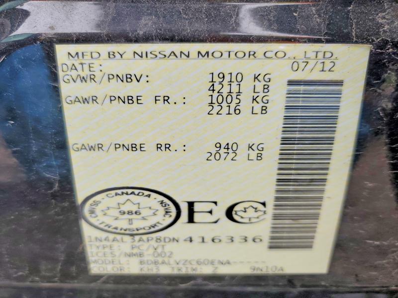 Aukcja sprzedaży 2013 Nissan Altima, vin: 1N4AL3AP8DN416336, numer aukcji: 58614256