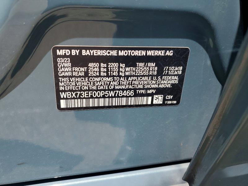 2023 Bmw X1 მანქანა იყიდება აუქციონზე, vin: WBX73EF00P5W78466, აუქციონის ნომერი: 58089686