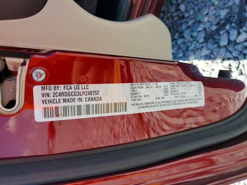 Aukcja sprzedaży 2020 Dodge Grand Caravan, vin: 2C4RDGCG3LR248752, numer aukcji: 58029326