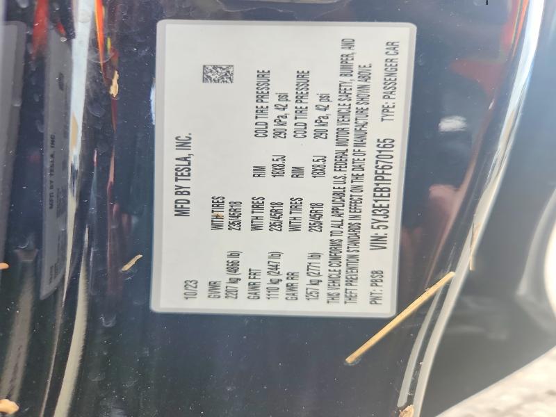 2023 Tesla Model 3 მანქანა იყიდება აუქციონზე, vin: 5YJ3E1EB1PF670165, აუქციონის ნომერი: 55143626