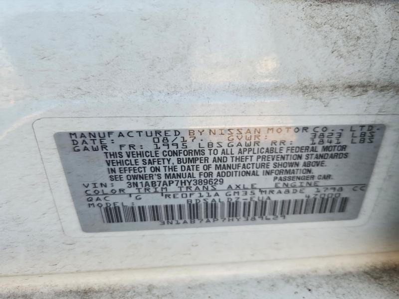 2017 Nissan Sentra მანქანა იყიდება აუქციონზე, vin: 3N1AB7AP7HY389629, აუქციონის ნომერი: 55742346