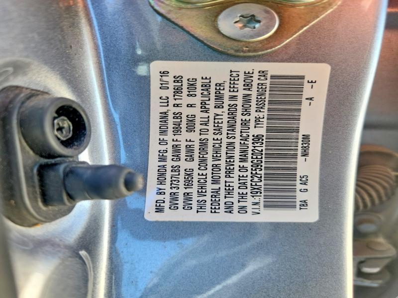 Aukcja sprzedaży 2016 Honda Civic, vin: 19XFC2F59GE021396, numer aukcji: 56522376