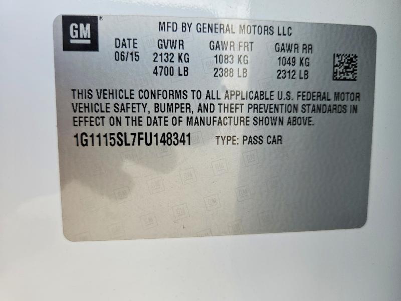Aukcja sprzedaży 2015 Chevrolet Impala, vin: 1G1115SL7FU148341, numer aukcji: 57003936