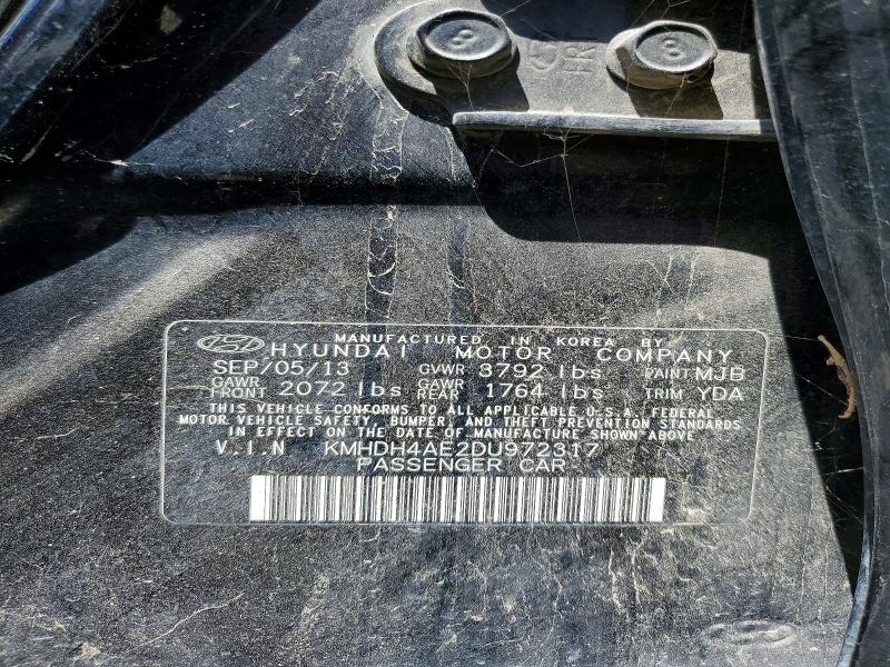 55584776 :رقم المزاد ، KMHDH4AE2DU972317 vin ، 2013 Hyundai Elantra مزاد بيع