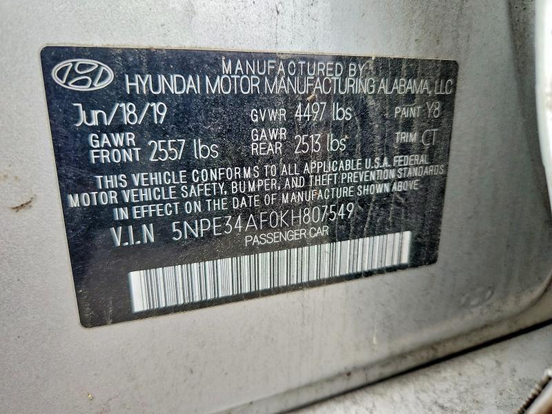 Продаж на аукціоні авто 2019 Hyundai Sonata, vin: 5NPE34AF0KH807549, номер лоту: 56469326