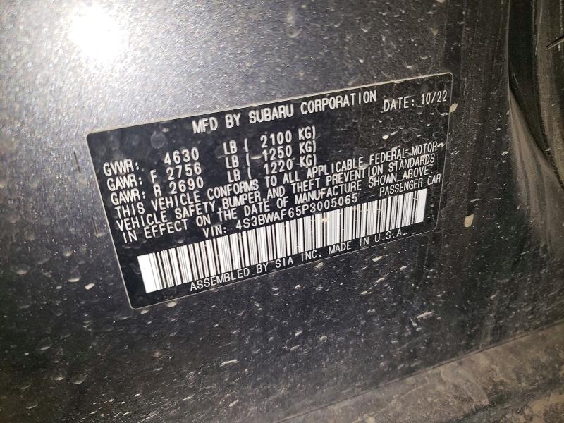 2023 Subaru Legacy მანქანა იყიდება აუქციონზე, vin: 4S3BWAF65P3005065, აუქციონის ნომერი: 57897666