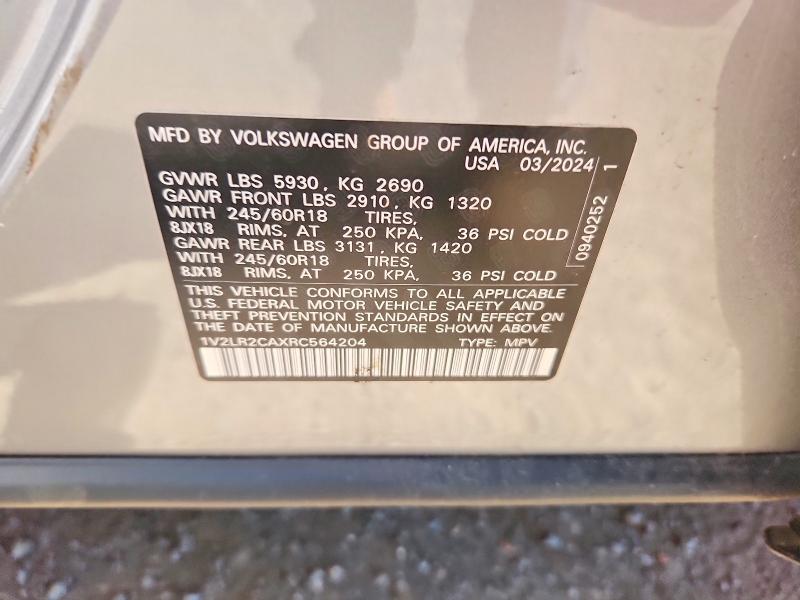 Продаж на аукціоні авто 2024 Volkswagen Atlas, vin: 1V2LR2CAXRC564204, номер лоту: 57002106