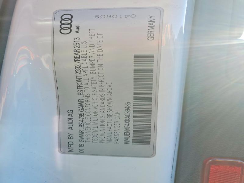 Продажа на аукционе авто 2019 Audi A4, vin: WAUENAF4XKA039485, номер лота: 57141376