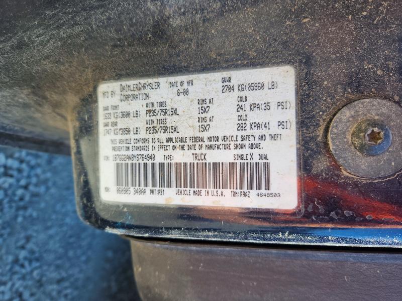 2000 Dodge Dakota მანქანა იყიდება აუქციონზე, vin: 1B7GG2AN8YS764940, აუქციონის ნომერი: 57731366