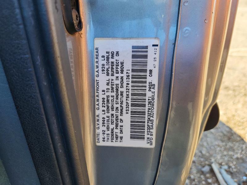 Продаж на аукціоні авто 2002 Saab 9-3, vin: YS3DF75K327013671, номер лоту: 56808396