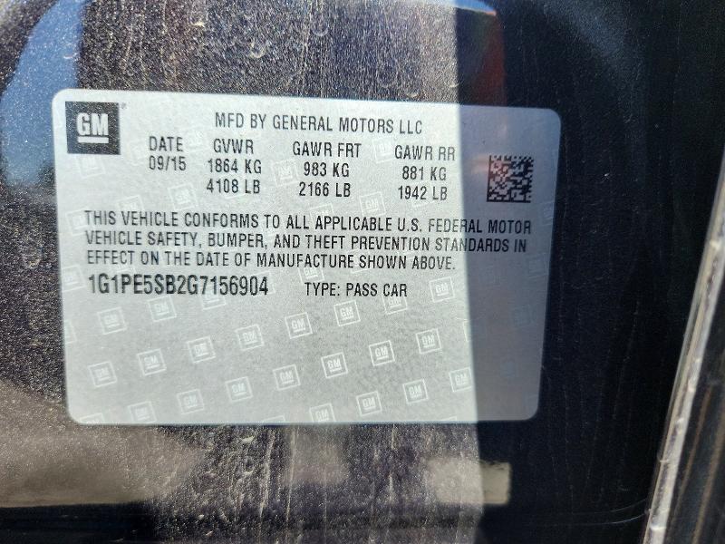 55837206 :رقم المزاد ، 1G1PE5SB2G7156904 vin ، 2016 Chevrolet Cruze Limited مزاد بيع
