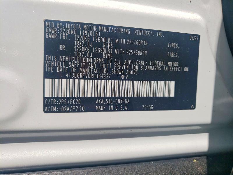 56096476 :رقم المزاد ، 4T3E6RFV0RU164837 vin ، 2024 Toyota Rav4 مزاد بيع