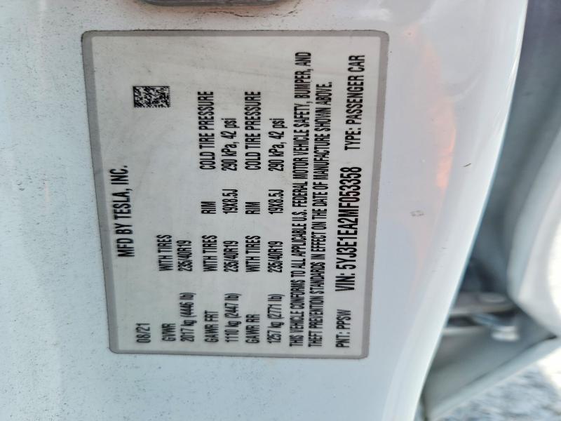 Aukcja sprzedaży 2021 Tesla Model 3, vin: 5YJ3E1EA2MF053358, numer aukcji: 59005876