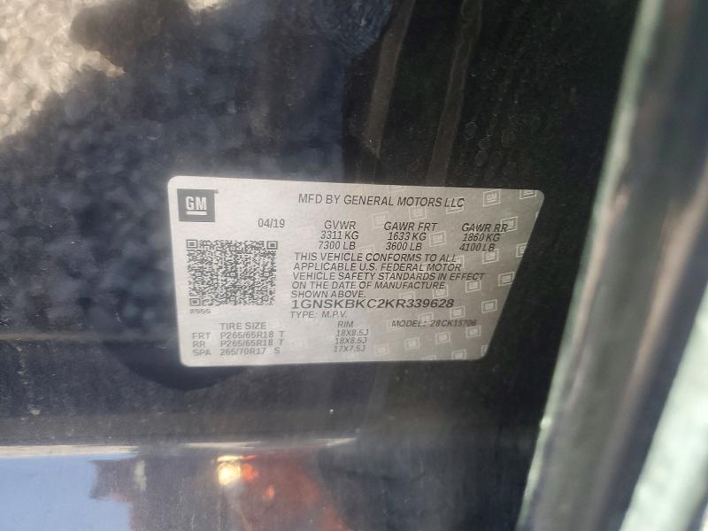 Aukcja sprzedaży 2019 Chevrolet Tahoe, vin: 1GNSKBKC2KR339628, numer aukcji: 56128886